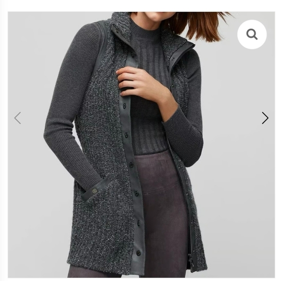 White House Black Market 23 % Wool 23 % Lane Charcoal Sleeveless Vest - Picture 1 of 16